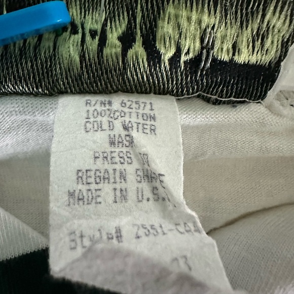 VTG Necessary Objects Green/White Striped Shirt Made In USA Small (oversized) - Picture 4 of 4